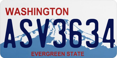 WA license plate ASV3634