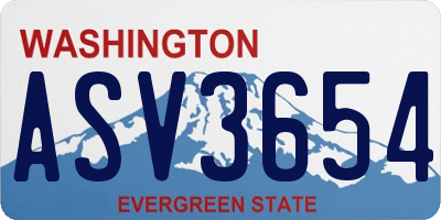 WA license plate ASV3654