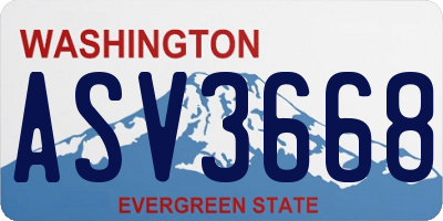WA license plate ASV3668
