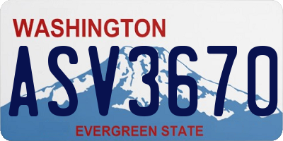 WA license plate ASV3670