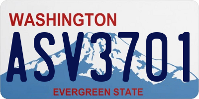 WA license plate ASV3701