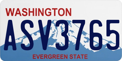 WA license plate ASV3765