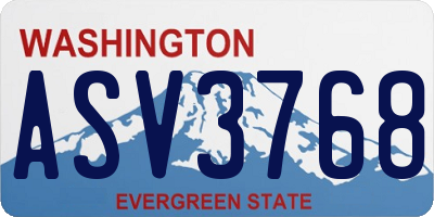 WA license plate ASV3768