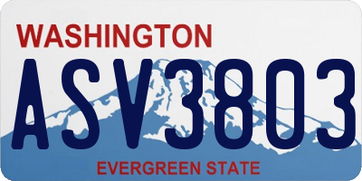 WA license plate ASV3803