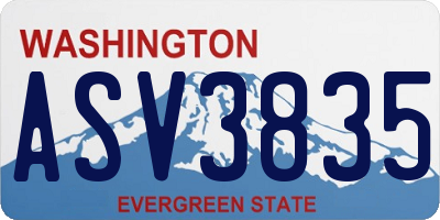 WA license plate ASV3835