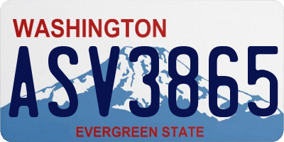 WA license plate ASV3865