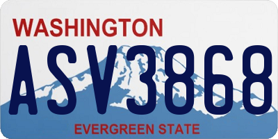 WA license plate ASV3868