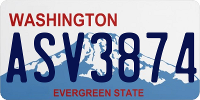 WA license plate ASV3874