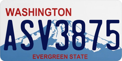 WA license plate ASV3875