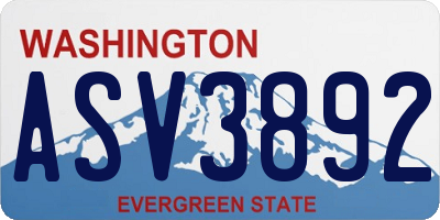WA license plate ASV3892