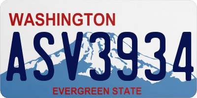 WA license plate ASV3934