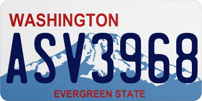 WA license plate ASV3968