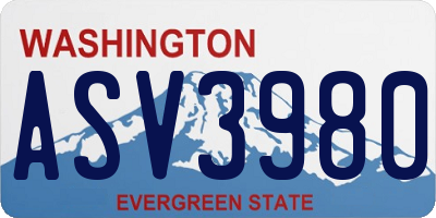 WA license plate ASV3980