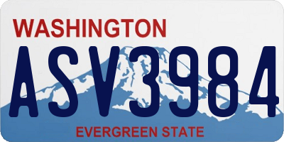 WA license plate ASV3984