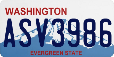 WA license plate ASV3986