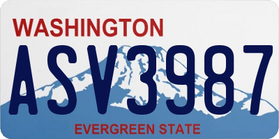WA license plate ASV3987