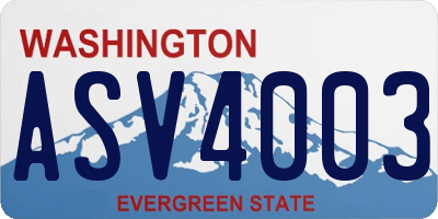 WA license plate ASV4003