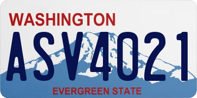 WA license plate ASV4021