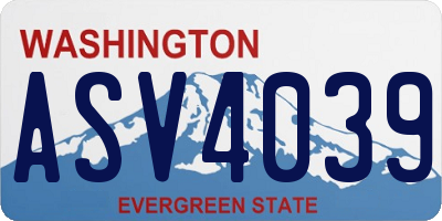 WA license plate ASV4039