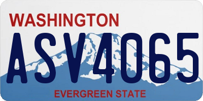 WA license plate ASV4065