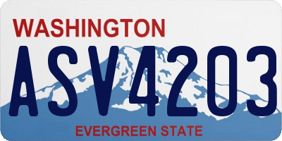 WA license plate ASV4203