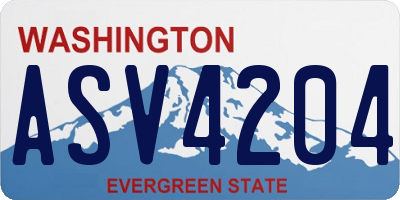 WA license plate ASV4204