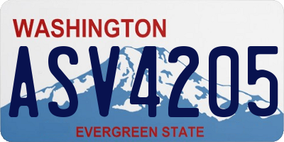 WA license plate ASV4205