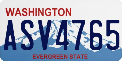 WA license plate ASV4765