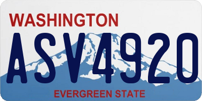 WA license plate ASV4920