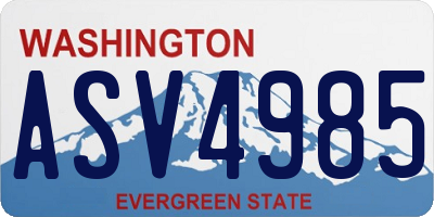 WA license plate ASV4985