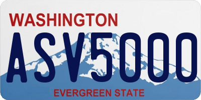 WA license plate ASV5000
