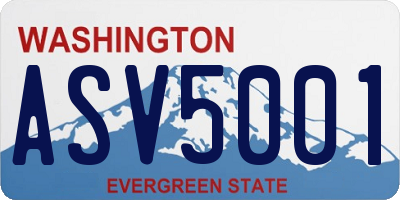 WA license plate ASV5001
