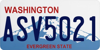 WA license plate ASV5021
