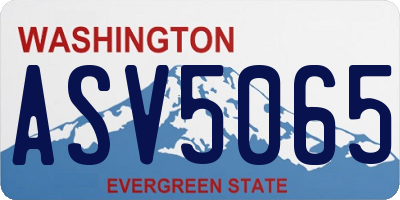 WA license plate ASV5065
