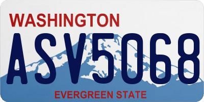 WA license plate ASV5068