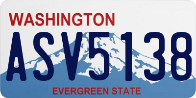 WA license plate ASV5138
