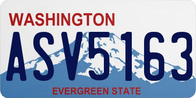 WA license plate ASV5163