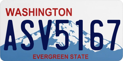 WA license plate ASV5167