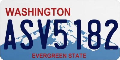 WA license plate ASV5182