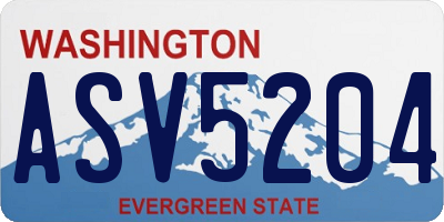 WA license plate ASV5204