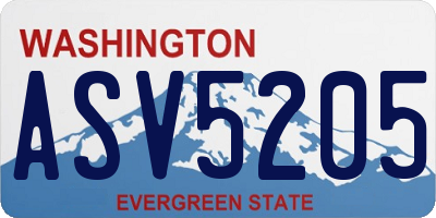 WA license plate ASV5205