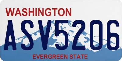 WA license plate ASV5206