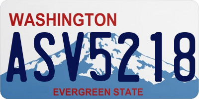 WA license plate ASV5218