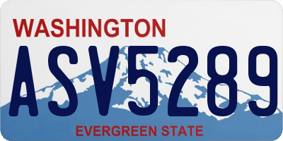 WA license plate ASV5289