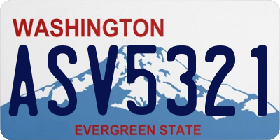WA license plate ASV5321