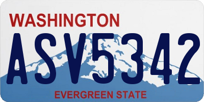 WA license plate ASV5342