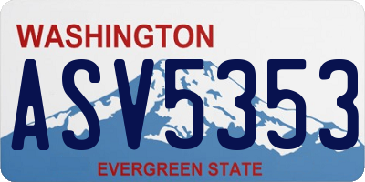 WA license plate ASV5353