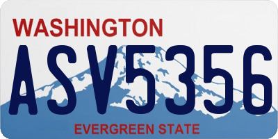 WA license plate ASV5356