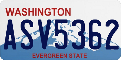 WA license plate ASV5362