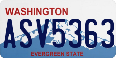 WA license plate ASV5363